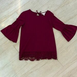 Burgundy blouse with lace